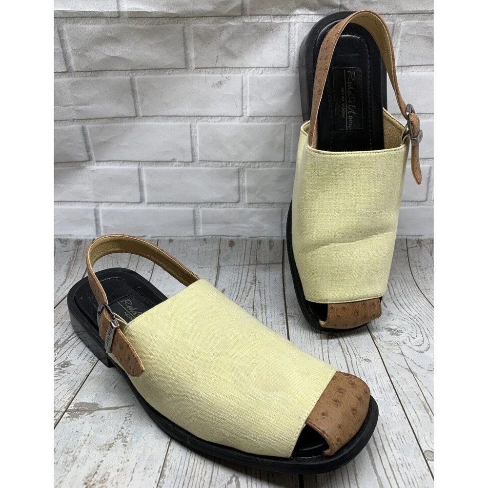 Rodelli Uomo New York Yellow/Brown Slip-On Leather Casual Square Toes Size 10.5